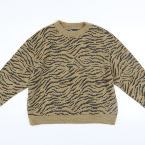 Marks and Spencer Womens Brown Animal Print Pullover Jumper Size 14