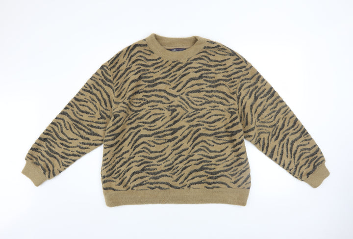 Marks and Spencer Womens Brown Animal Print Pullover Jumper Size 14