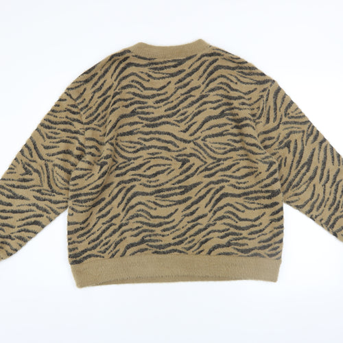 Marks and Spencer Womens Brown Animal Print Pullover Jumper Size 14