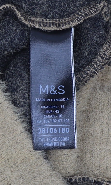 Marks and Spencer Womens Brown Animal Print Pullover Jumper Size 14