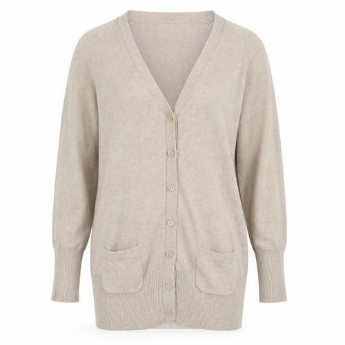 Zara Women Beige L Cardigan V-Neck Long Sleeve Knit Jumper