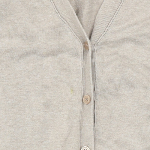 Zara Women Beige L Cardigan V-Neck Long Sleeve Knit Jumper