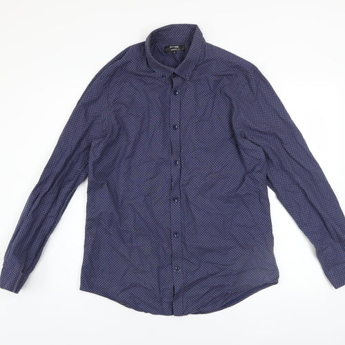 Dunnes Stores Men’s Blue Slim Fit Geometric Long Sleeve Shirt L