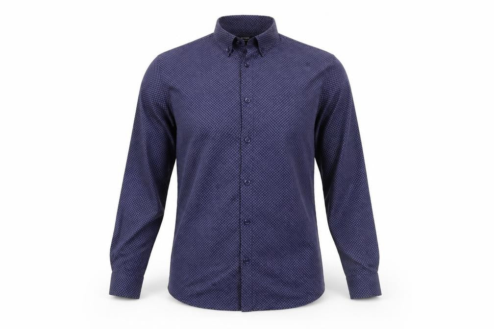 Dunnes Stores Men’s Blue Slim Fit Geometric Long Sleeve Shirt L