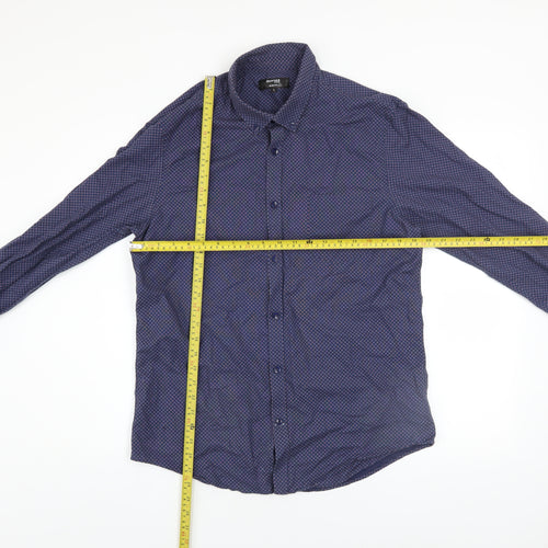 Dunnes Stores Men’s Blue Slim Fit Geometric Long Sleeve Shirt L