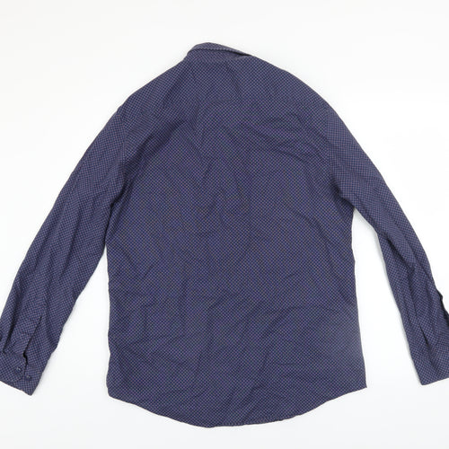 Dunnes Stores Men’s Blue Slim Fit Geometric Long Sleeve Shirt L