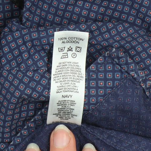 Dunnes Stores Men’s Blue Slim Fit Geometric Long Sleeve Shirt L