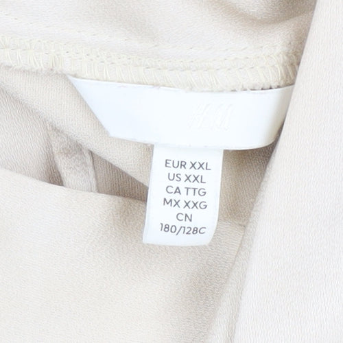 H&M Women Beige Wrap Satin Blouse Size 18 Long Sleeve High Neck