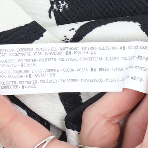 Zara Women Black White A-Line Knee Length Printed Skirt Size S