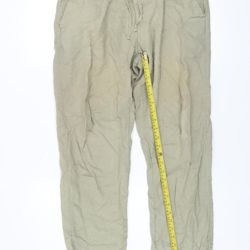 H&M Women’s Beige Regular Fit Linen Cotton Trousers Size S