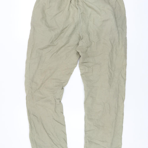 H&M Women’s Beige Regular Fit Linen Cotton Trousers Size S
