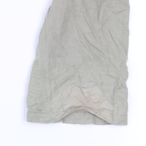 H&M Women’s Beige Regular Fit Linen Cotton Trousers Size S