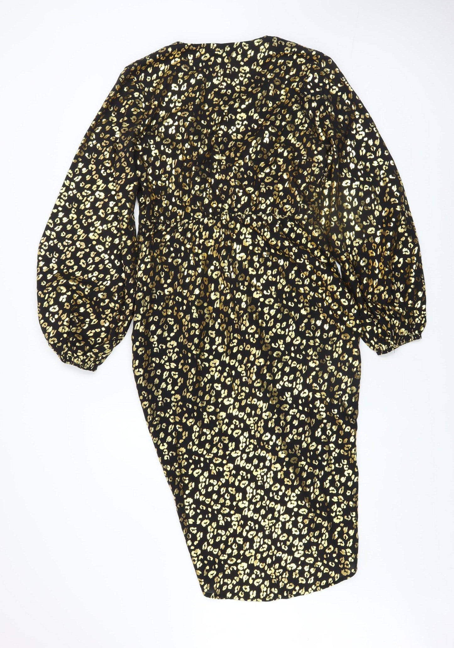 Girl In Mind Women Black Gold Leopard Print Bodycon Dress Size 12