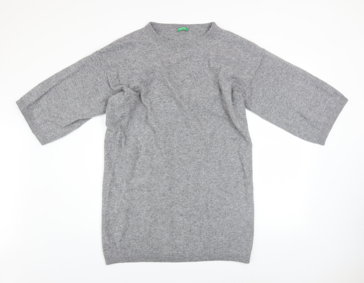 United Colors of Benetton Women Grey Wool Knit Jumper Dress M