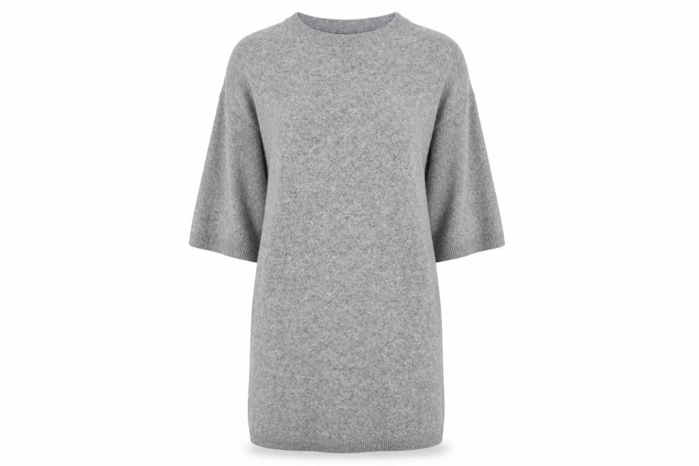 United Colors of Benetton Women Grey Wool Knit Jumper Dress M
