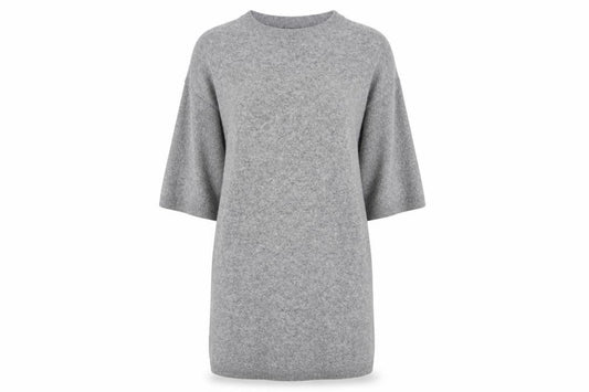 Front view of United Colors of Benetton Women Grey Wool Knit Jumper Dress M