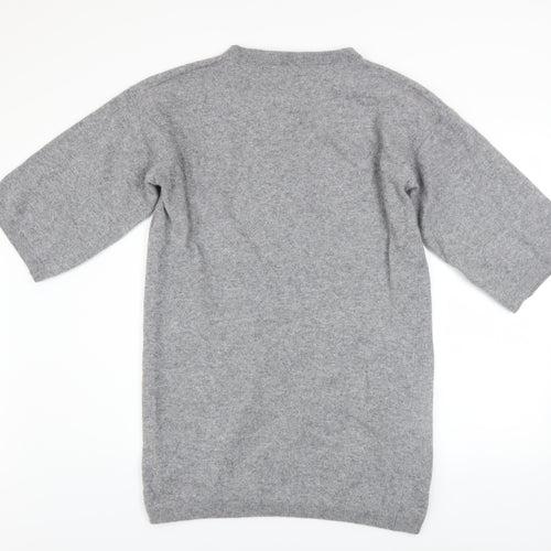 United Colors of Benetton Women Grey Wool Knit Jumper Dress M
