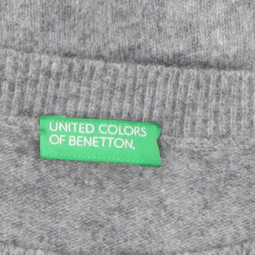 United Colors of Benetton Women Grey Wool Knit Jumper Dress M