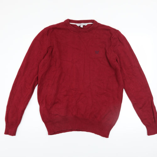 Crew Clothing Co. Men's Red Cotton Crew Neck Jumper Size M