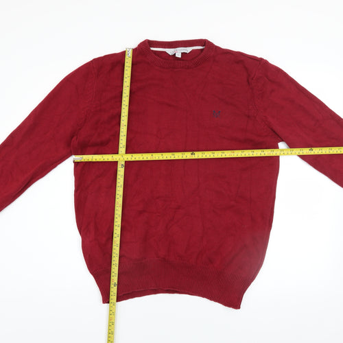 Crew Clothing Co. Men's Red Cotton Crew Neck Jumper Size M