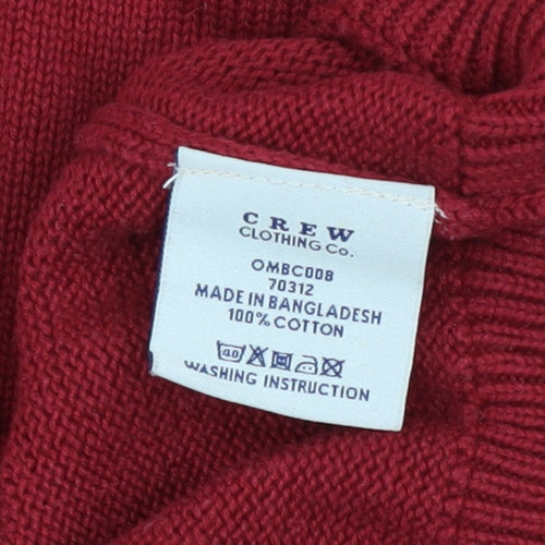 Crew Clothing Co. Men's Red Cotton Crew Neck Jumper Size M