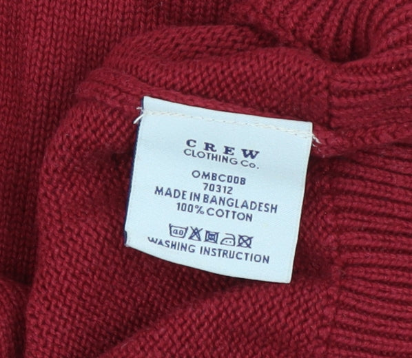 Crew Clothing Co. Men's Red Cotton Crew Neck Jumper Size M
