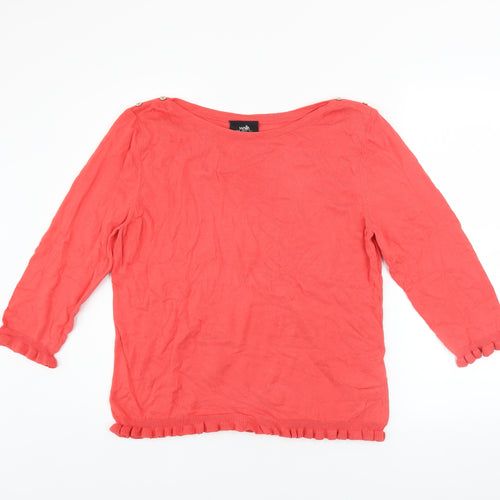 Wallis Women’s Pink Ruffle Hem 3/4 Sleeve Pullover Jumper Size 16