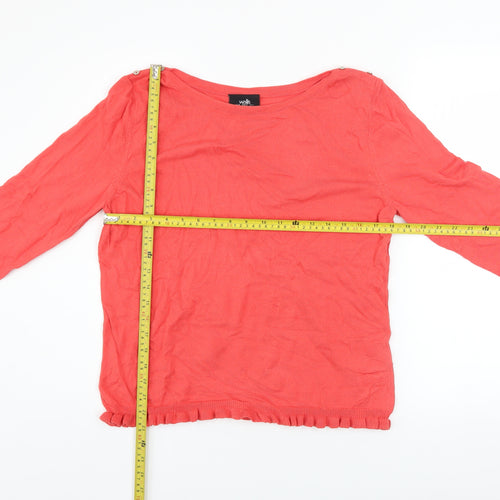 Wallis Women’s Pink Ruffle Hem 3/4 Sleeve Pullover Jumper Size 16
