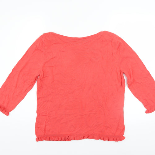 Wallis Women’s Pink Ruffle Hem 3/4 Sleeve Pullover Jumper Size 16