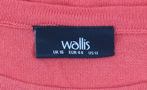 Wallis Women’s Pink Ruffle Hem 3/4 Sleeve Pullover Jumper Size 16