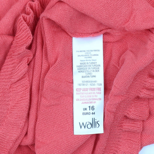 Wallis Women’s Pink Ruffle Hem 3/4 Sleeve Pullover Jumper Size 16