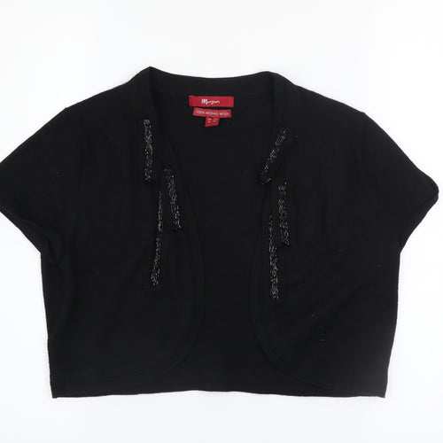 Monsoon Women’s Black Merino Wool Beaded Shrug Size 16 Short Sleeve