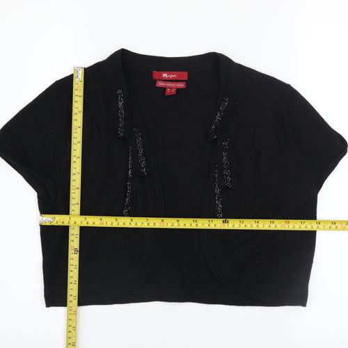 Monsoon Women’s Black Merino Wool Beaded Shrug Size 16 Short Sleeve