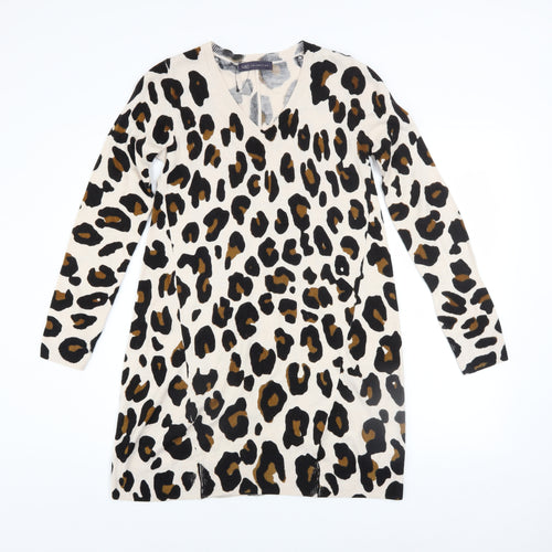 Marks and Spencer Women’s Beige Leopard V-Neck Jumper Dress Size 6