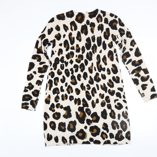 Marks and Spencer Women’s Beige Leopard V-Neck Jumper Dress Size 6