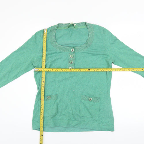 Linea Weekend Women's Green Cotton Henley Jumper Size L