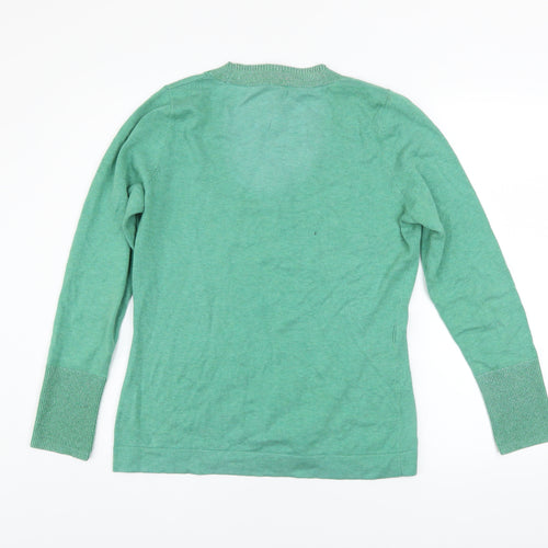 Linea Weekend Women's Green Cotton Henley Jumper Size L