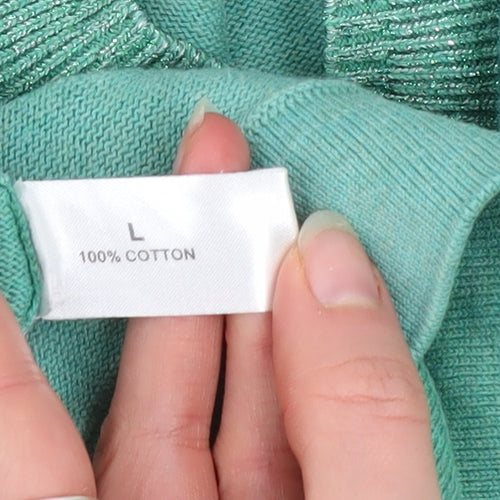 Linea Weekend Women's Green Cotton Henley Jumper Size L
