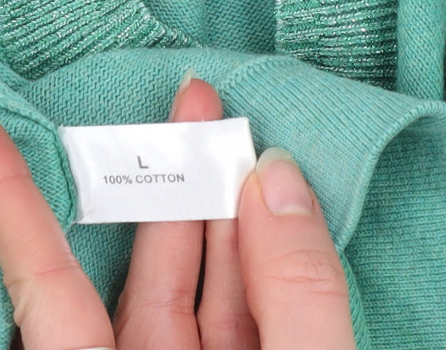 Linea Weekend Women's Green Cotton Henley Jumper Size L