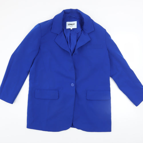ONLY Women’s Blue Tailored Blazer Size 12 Single-Breasted Jacket