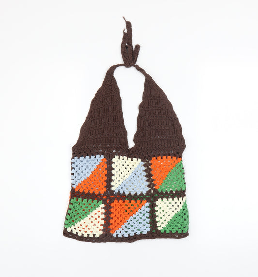 ASOS DESIGN Women’s Multicoloured Crochet Halter Camisole Top Size 10