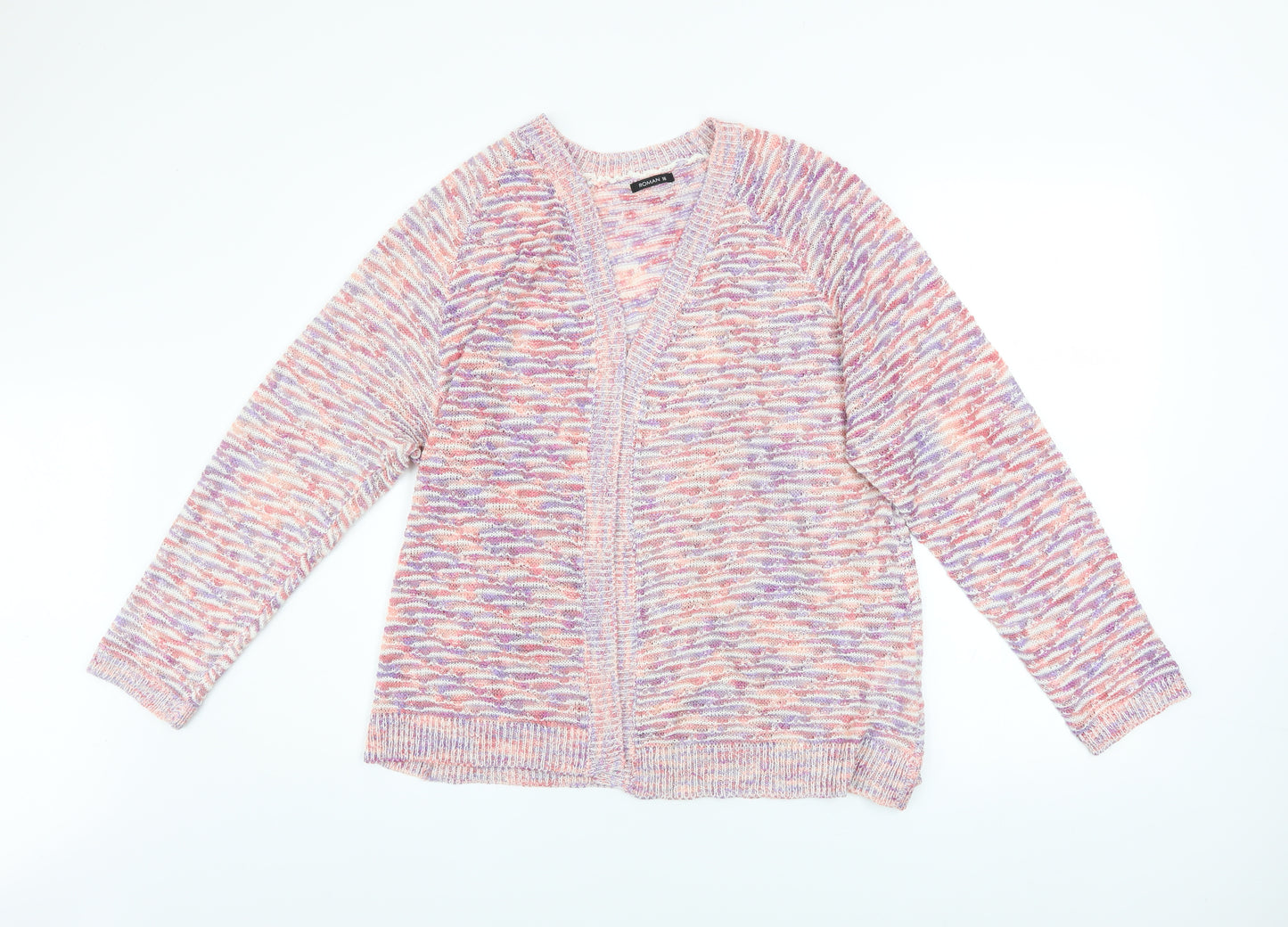 Roman Women’s Multicoloured Knit V-Neck Cardigan Size 16
