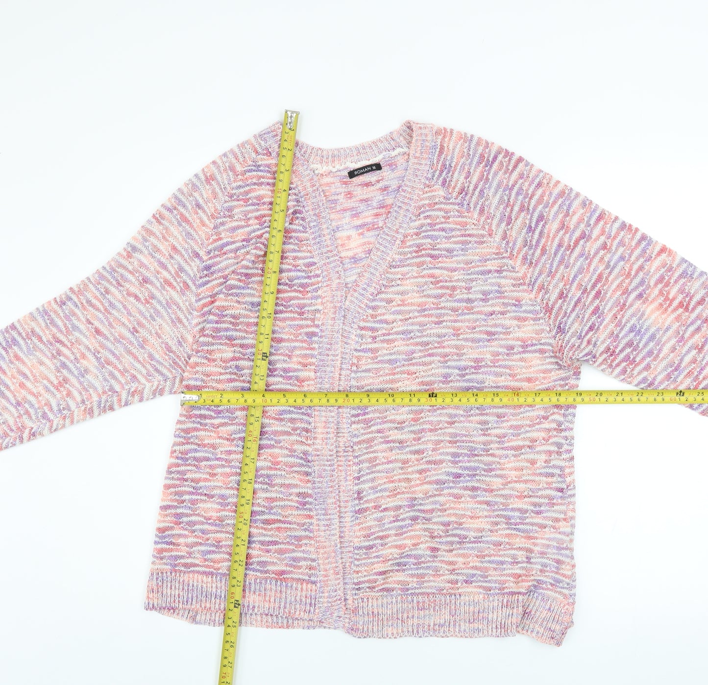 Roman Women’s Multicoloured Knit V-Neck Cardigan Size 16