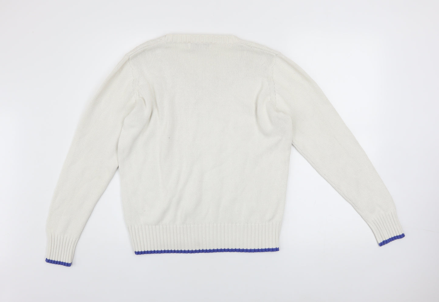 EWM Women Ivory Cable-Knit Cotton Jumper Size M 14-16