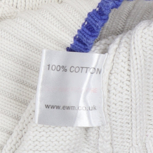 EWM Women Ivory Cable-Knit Cotton Jumper Size M 14-16