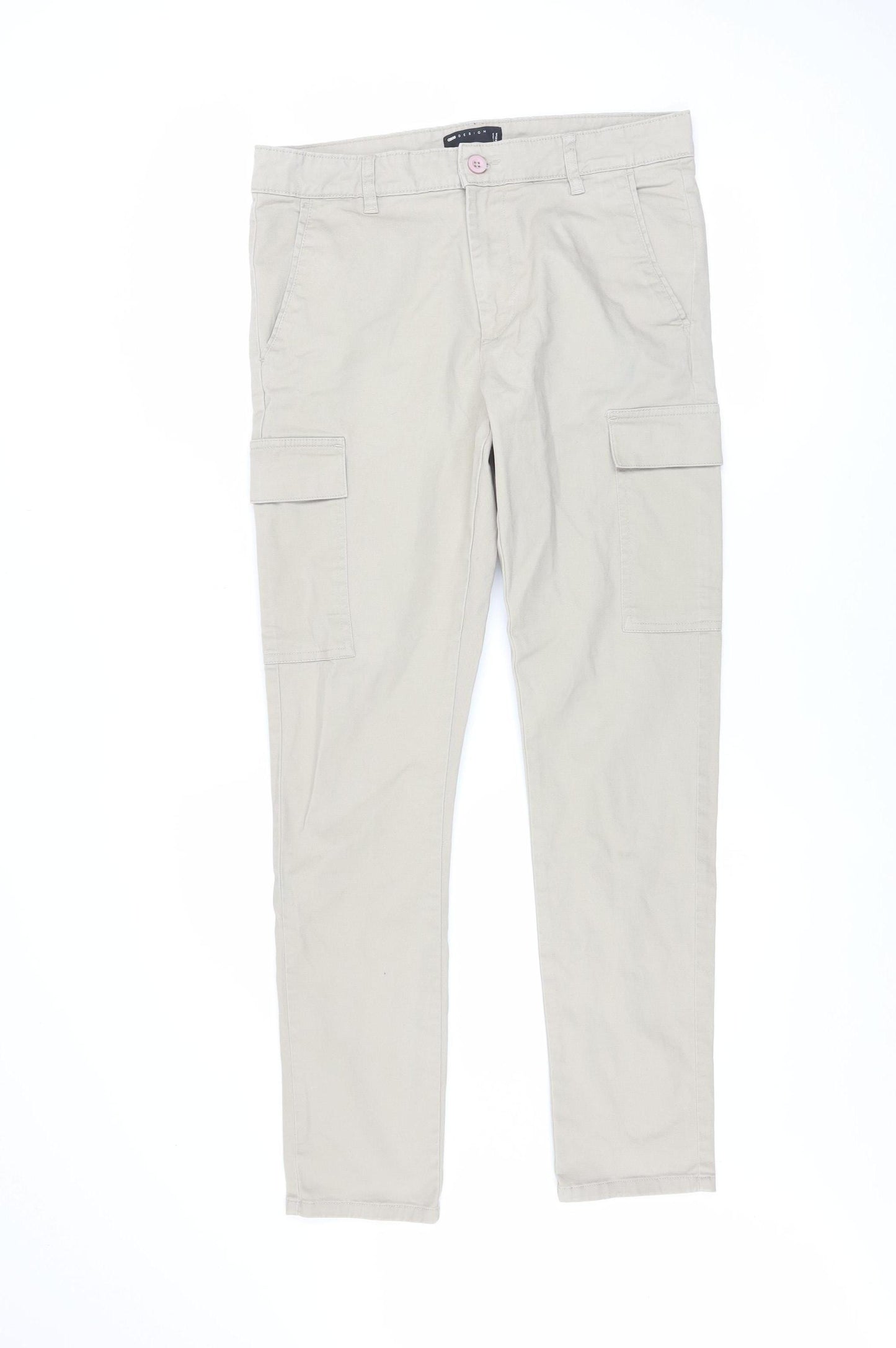 ASOS DESIGN Men's Beige Cargo Slim Fit Trousers W31 L32