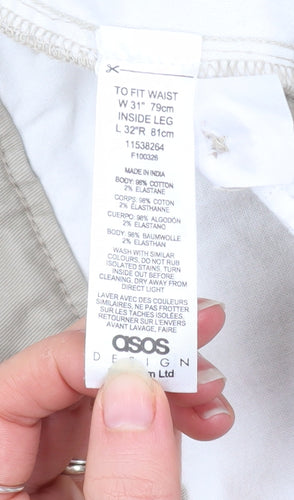 ASOS DESIGN Men's Beige Cargo Slim Fit Trousers W31 L32