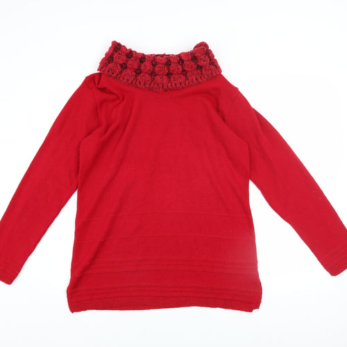 Isle Collection Women's Red Cowl Neck Long Sleeve Pullover Jumper Size S