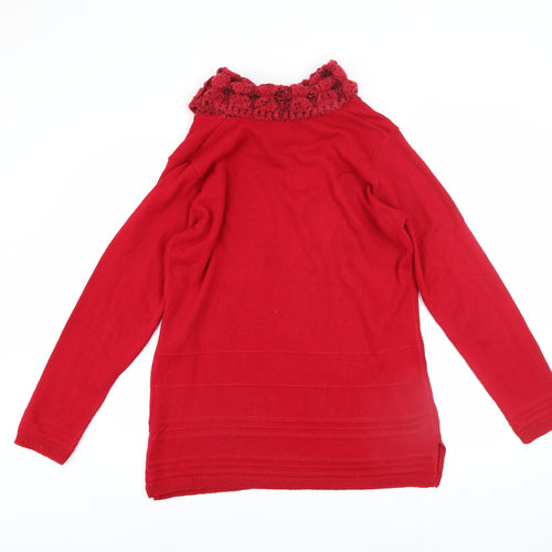 Isle Collection Women's Red Cowl Neck Long Sleeve Pullover Jumper Size S