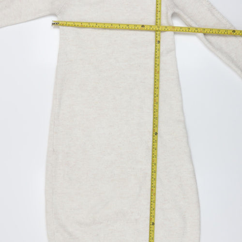 Pimkie Women Ivory Knit Jumper Dress S High Neck Long Sleeve Winter